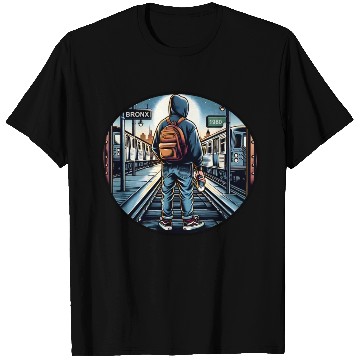 Discover AI Teen in Outdoor Subway Yard - Circle Border T Shirts