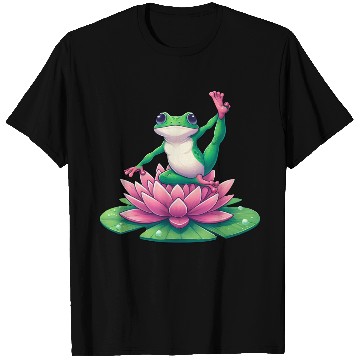 Discover Frog Yoga Meditation on Water Lily T Shirts