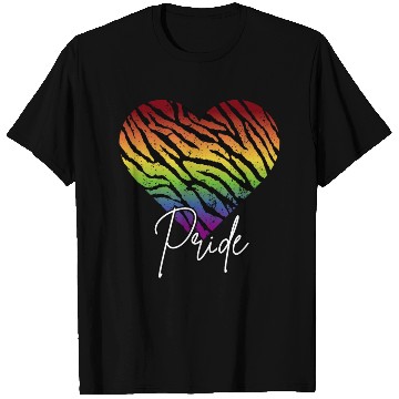 Discover LGBTQ+Pride Rainbow heart-pattern tiger leather T Shirts