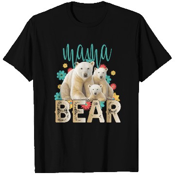 Discover Mama Bear Gift Rose Flowers Mama Bear with 2 Cubs T Shirts