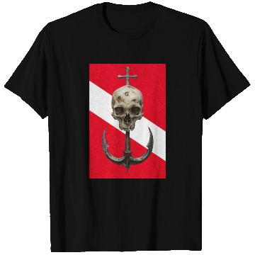 Discover Skull and Anchor on Diving Flag T Shirts