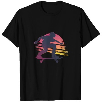 Discover Sunset Skateboarder Urban Vibes T Shirts