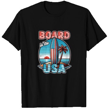 Discover Board in the USA Patriotic Summer Surfboard T Shirts