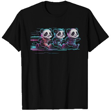 Discover funny panda running with a joyful T Shirts