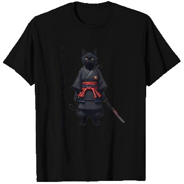 Discover Black cat samurai T Shirts