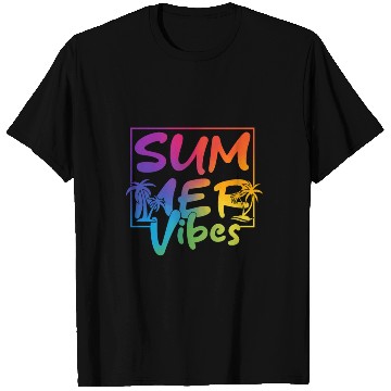 Discover Summer Vibes Colorful Palm Retro Summer T Shirts