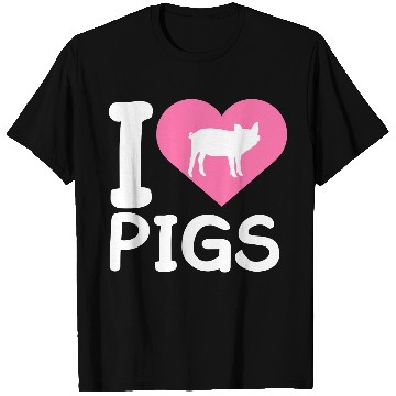 Discover I Love Pigs pig heart piggy piglet silhouette T Shirts