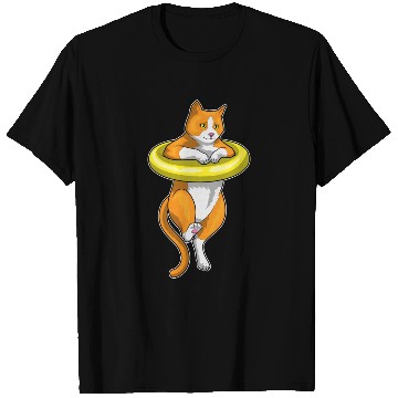 Discover Cat Swimming Swim ring T Shirts