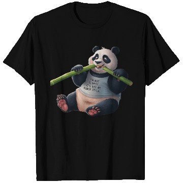 Discover Panda Paradise: Serene Panda Enjoying a Bamboo Fea T Shirts