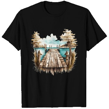 Discover Wooden Dock By A Peaceful Lake T Shirts