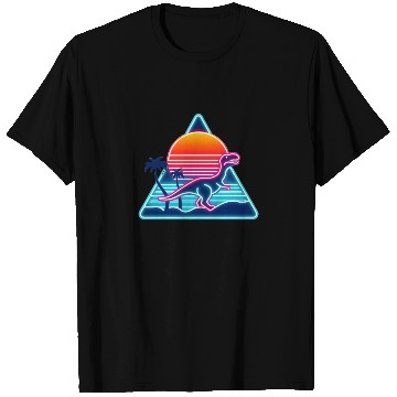 Discover Retro dinosaurs in the 80s triangle T Shirts
