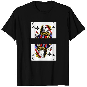 Discover Playing card queen of clubs with banner space T Shirts