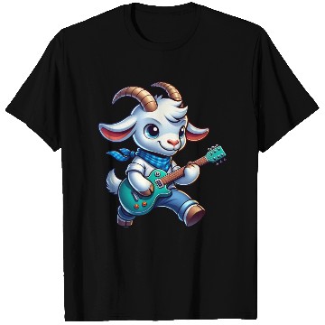 Discover Cute Goat Guitarist E-Guitar Design T Shirts