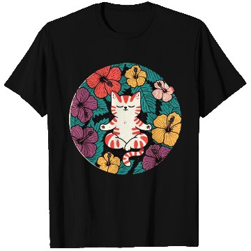 Discover Zen Hibiscus Cat T Shirts