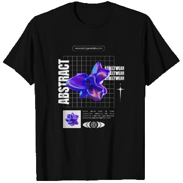 Discover Black Blue Abstract Streetwear T Shirts