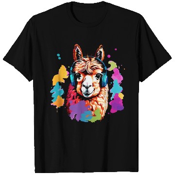 Discover Alpaca in headphones T Shirts