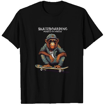 Discover Skateboarding Primate on Wheels T Shirts