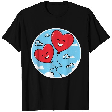 Discover Smiling red heart balloons T Shirts