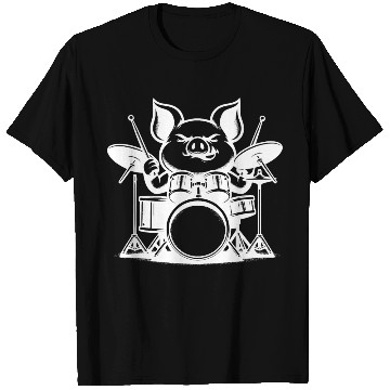 Discover Pig Drummer Farm Beat White Design T Shirts