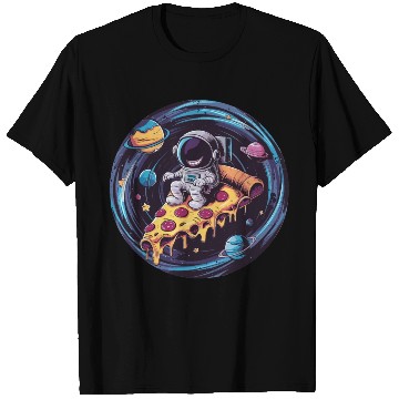 Discover Astronaut Weird Grin On Pizza in Space T Shirts