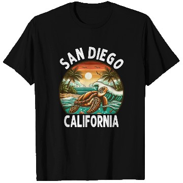 Discover California Beach, San Diego Sea Turtle Beach T Shirts