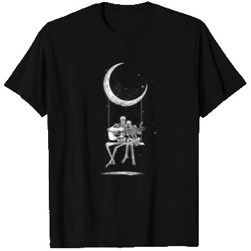 Discover Halloween Skeleton Couple Guitar Moon T Shirts