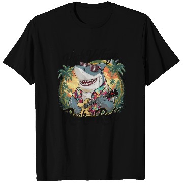 Discover Funny shark with guitar summer beach holiday T Shirts