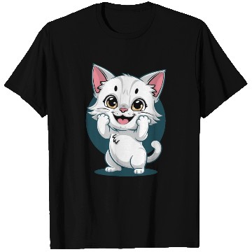 Discover Cute White Happy Surprise Cat T Shirts