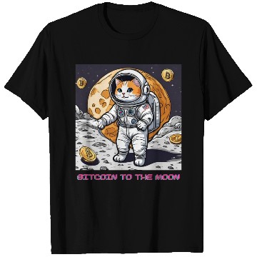 Discover Bitcoin to the moon cat T Shirts