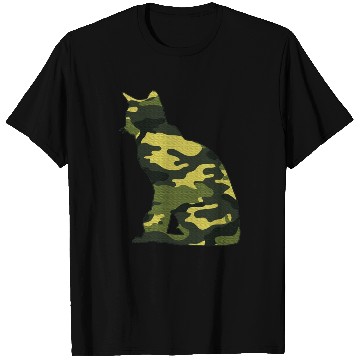 Discover Military Burmese Camo Men Print US Cat Kitty T Shirts