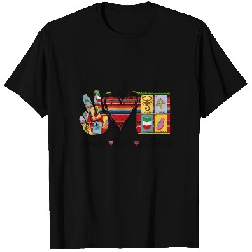 Discover Peace Love Loteria Serape Mexican Bingo Card T Shirts