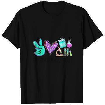 Discover Peace Love Lab Tech Medical Laboratory Professiona T Shirts