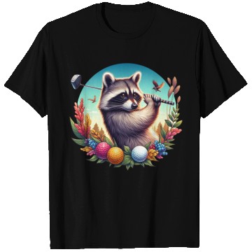 Discover Funny Raccoon Playing Golf Sporty Animal Lover T Shirts