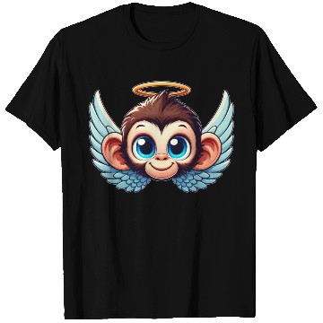 Discover Monkey chimpanzee cartoon angel wings T Shirts