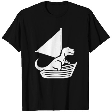 Discover Cool summer sailboat T-Rex silhouette T Shirts