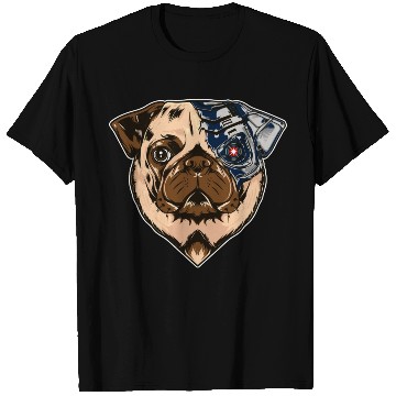 Discover Pug cyborg face dog T Shirts