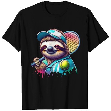 Discover Sloth Tennis Player Court Match Design T Shirts
