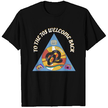 Discover 1970s Era Blue Retro Vintage Records Cassette T Shirts