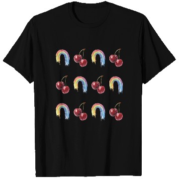 Discover Rainbow Cherries Grid T Shirts