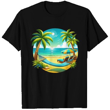 Discover Paradise Beach Sunset Art T Shirts