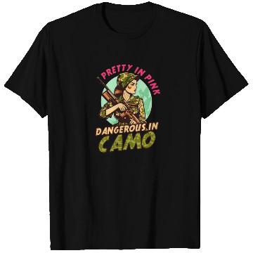 Discover Hunter Pretty In Pink Dangerous Camo T Shirts