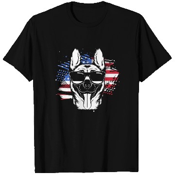 Discover US Flag Belgian Malinois Wearing Sunglasses T Shirts