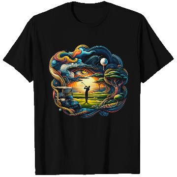 Discover Abstract Golfer In Surreal Golfing World T Shirts