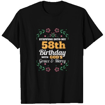 Discover Stepping into my 58th Birthday Religious Bday T Shirts