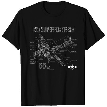 Discover World War 2 Aircraft Blueprint WWII B29 T Shirts