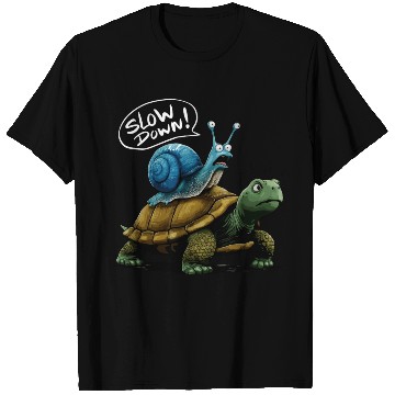 Discover Snail Riding a Turtle Funny Animal Friends T Shirts