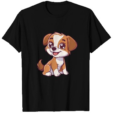 Discover Adorable Brown and White Puppy Smiling T Shirts