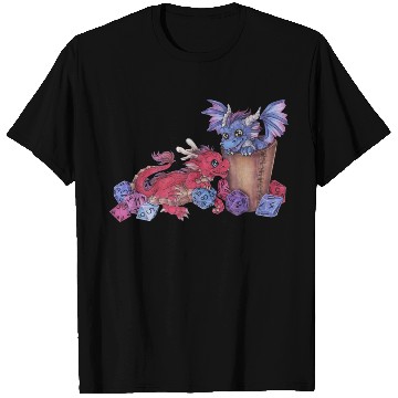 Discover Cute dragon chibi with dice D20 pen and paper T Shirts