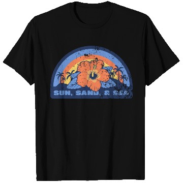 Discover Vintage Sunset Beach Hibiscus Flower T Shirts, Trop