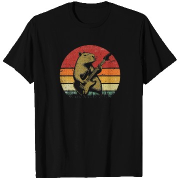 Discover Capybara Playing Guitar Capybara Rock Music T Shirts
